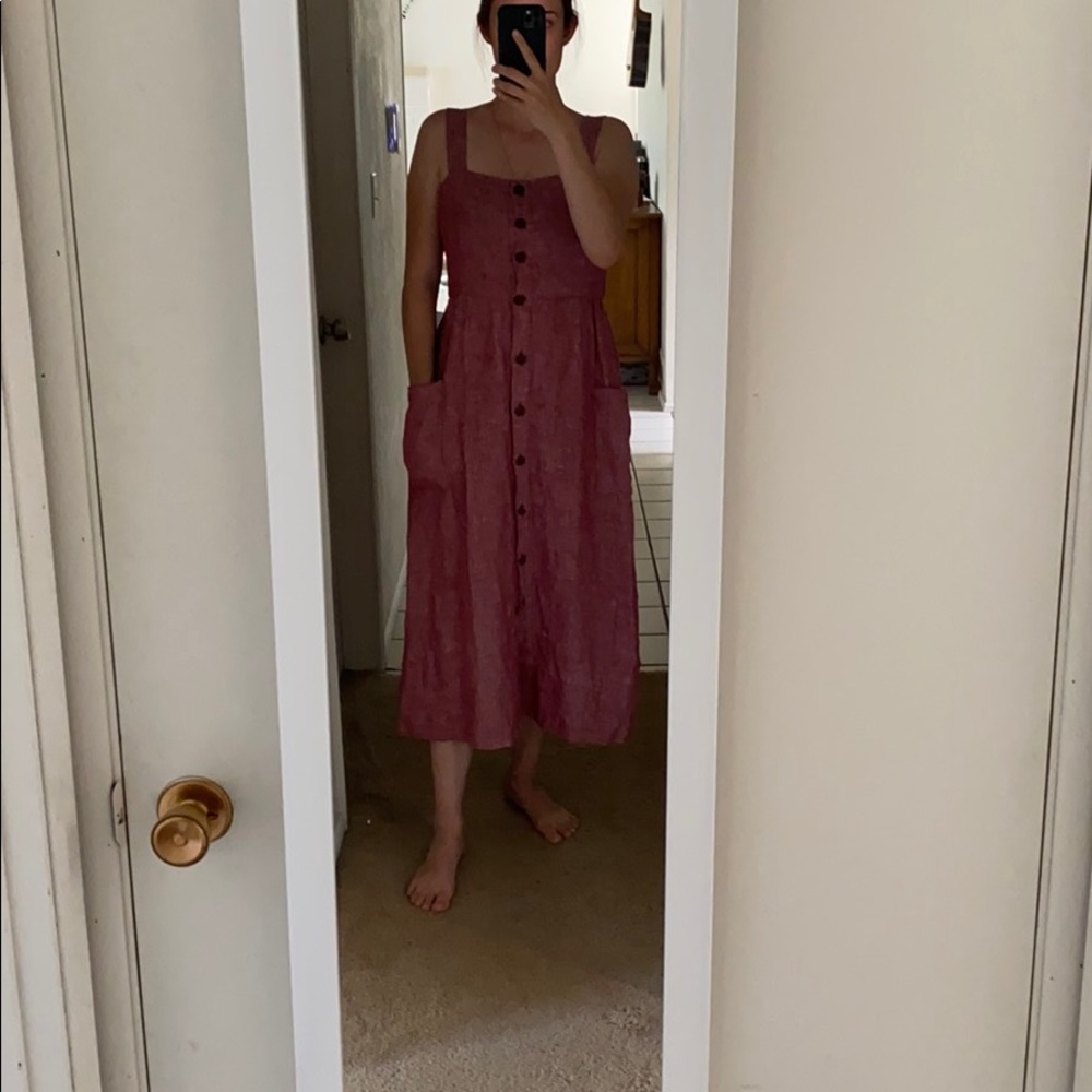 Red Rachel Zoe midi dress. 100% linen.